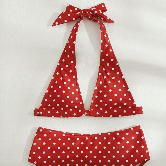 NWT RED WHITE POLKA DOT BIKINI VINTAGE STYLE SWIM - Picture 8 of 16
